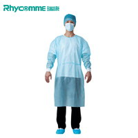 Rhycomme Long Sleeve PP PE Isolation Gown Non Woven Medical Disposable