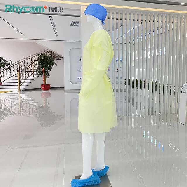 Rhycomme AAMI Level 2 SMS Isolation Medical Gowns with Thumb Loops 