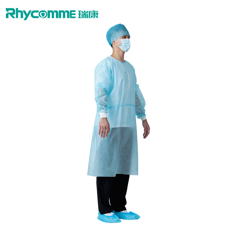 Rhycomme PP PE Medical Disposable Isolation Gowns Elastic and Knitted Cuffs