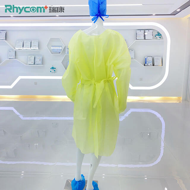 Rhycomme Yellow Disposable SMS Isolation Gowns With Thumb Loops
