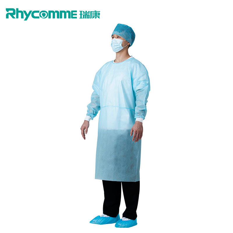 Rhycomme PP PE Protective Isolation Gown Blue Disposable Gowns 