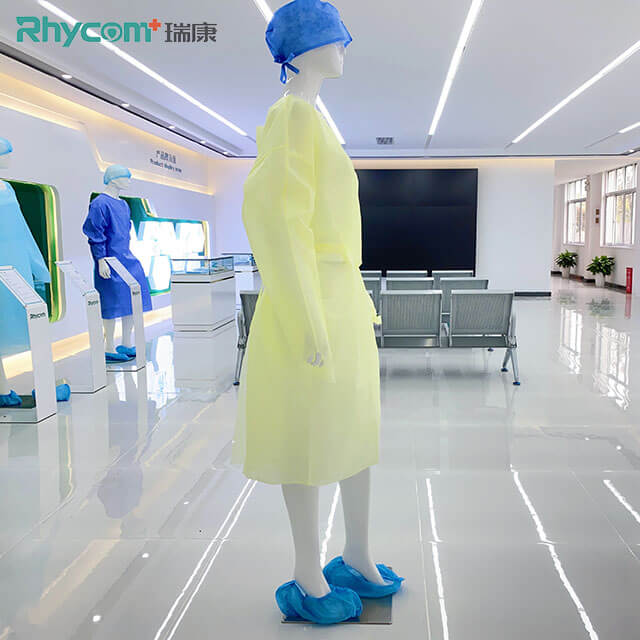 Rhycomme China Yellow SMS Isolation Gown With Thumb Loops
