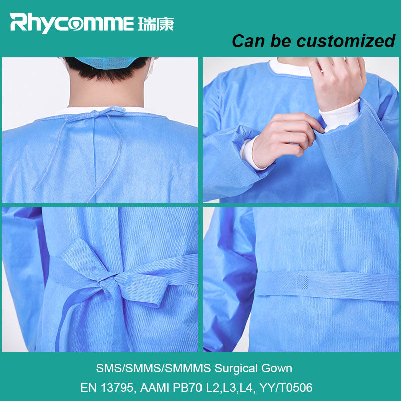 Rhycomme AAMI LEVEL 4 SSMMS+Micro Blue Disposable Surgical Gown