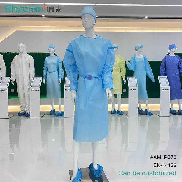 Rhycomme Disposable Hospital Isolation PP PE Gown AAMI Level 3