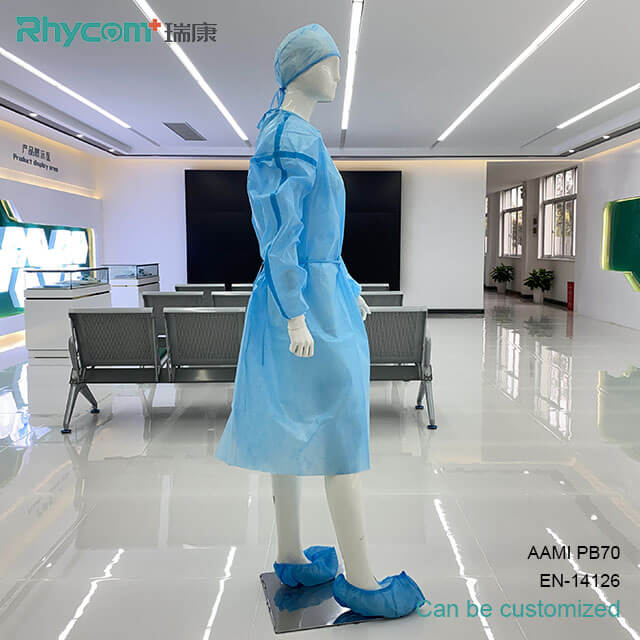 Rhycomme Level 3 63g Protective Disposable Isolation Gowns PP PE With Taping 