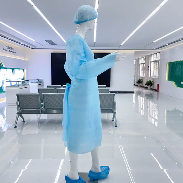 Rhycomme Level 2 CPE Blue Disposable Plastic Isolation Gown