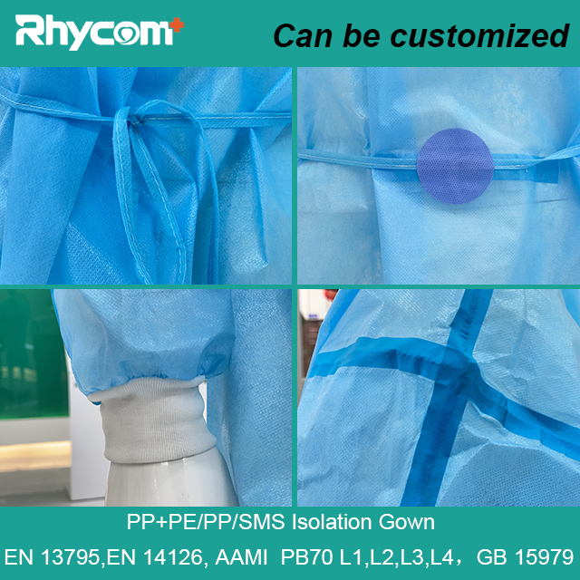 Rhycomme China PP PE Medical Gown Isolation Disposable Clothing