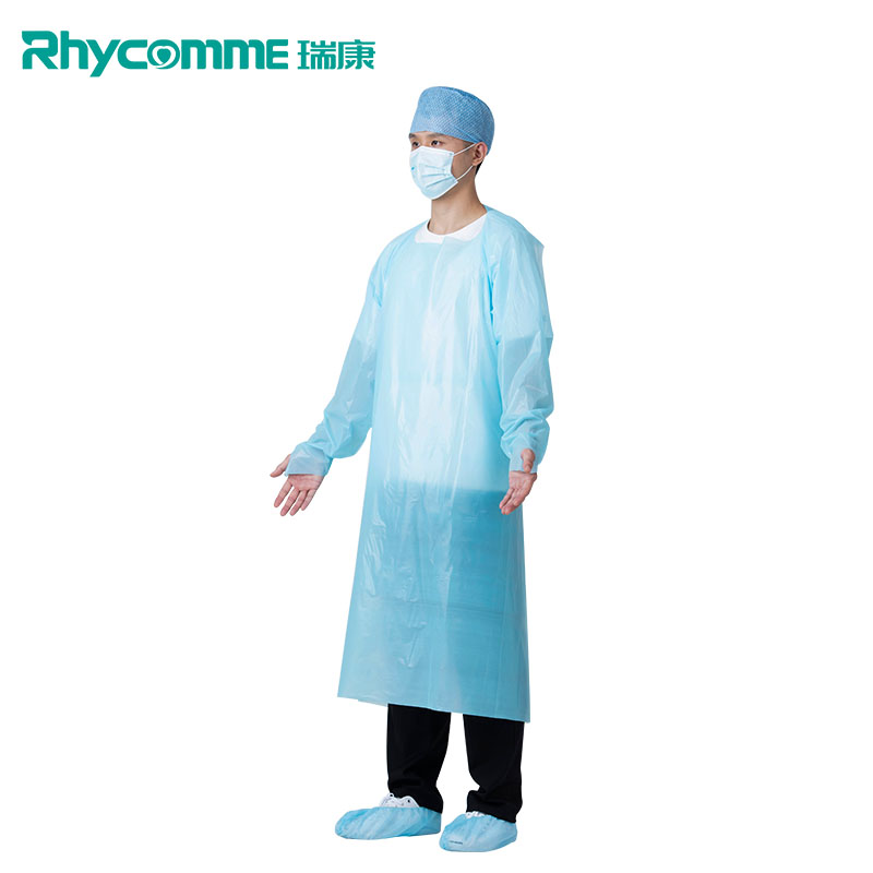 Rhycomme Open-Back CPE Plastic Isolation Gown Level 2 with Thumb Loops