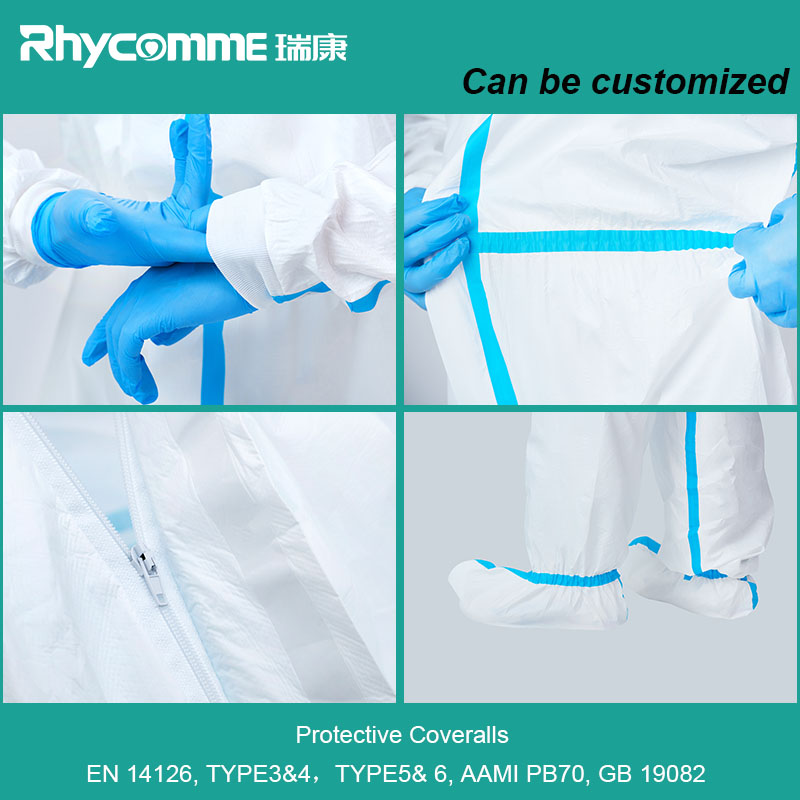 Rhycomme Type 5&6 Protective Medical Coverall Disposable Elastic Cuff and Hood