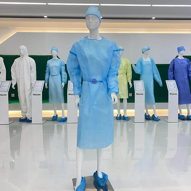 Rhycomme Blue Disposable PP PE Isolation Gowns Company
